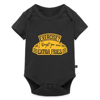 Exercise Extra Fries Zitat - Baby Premium Kurzarmbody - Schwarz - Vorne