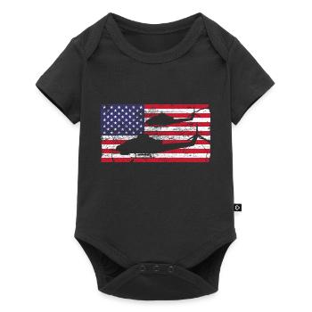usa helicopter flag Design - Baby Premium Kurzarmbody - Schwarz - Vorne