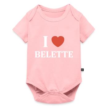 i love belette - Body à manches courtes Premium Bébé - rose - Devant