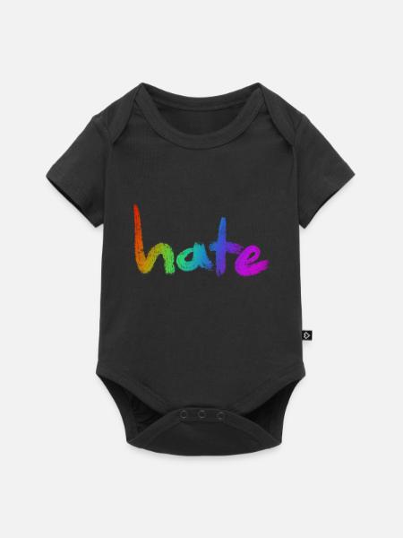 Hate Text Rainbow - Baby Premium Kurzarmbody - Schwarz