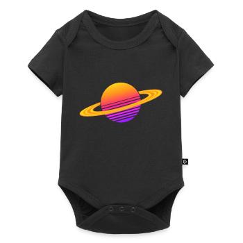 Synthwave Saturn - Baby Premium Kurzarmbody - Schwarz - Vorne