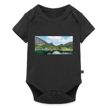 Geiranger panorama view from harbor - Baby Premium short-sleeve bodysuit - black - Front