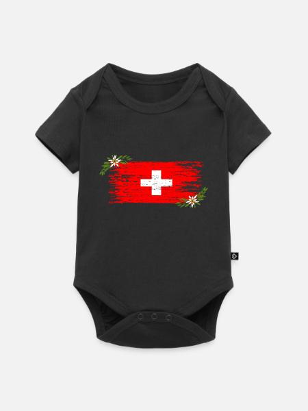Schweizer Flagge - Premium kortærmet baby-body - sort