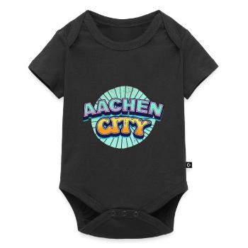 Aachen Germany City Font Pop Art Comic - Baby Premium short-sleeve bodysuit - black - Front