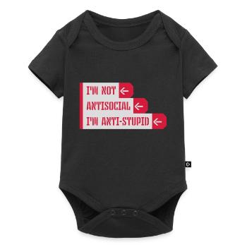 not antisocial anti stupid - Baby Premium short-sleeve bodysuit - black - Front