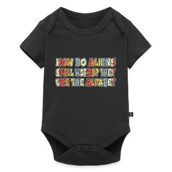 geek alien puns area51 abduction alien lover - Baby Premium Kurzarmbody - Schwarz - Vorne