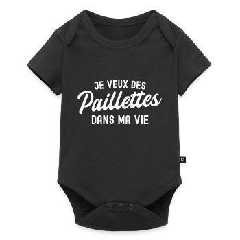 je veux des paillettes dans ma vie - Body à manches courtes Premium Bébé - noir - Devant