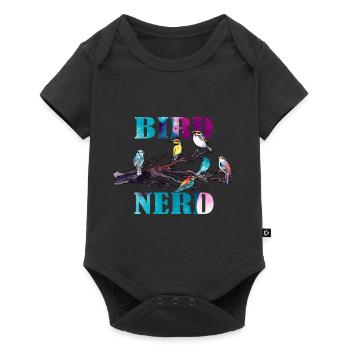 Bird Nerd Lustiges Vogel Design - Baby Premium Kurzarmbody - Schwarz - Vorne
