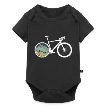 Gravel Bike Camp Rennrad Fahrrad lustiges Geschenk - Baby Premium Kurzarmbody - Schwarz - Vorne
