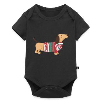Drôle de Teckel de Noël Teckel de Noël Chien - Body à manches courtes Premium Bébé - noir - Devant