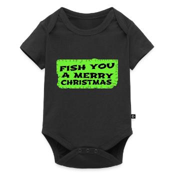 fish hook rod bday animation fishing tournaments - Baby Premium Kurzarmbody - Schwarz - Vorne