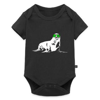 Seelöwe Ozean Naturfans Sonnenbrille Meer Tierlieb - Baby Premium Kurzarmbody - Schwarz - Vorne