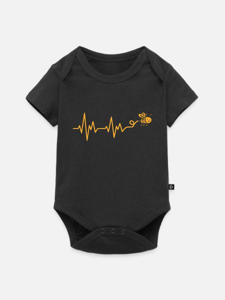 Imker Herzschlag Imkerei EKG Honigbienen - Baby Premium Kurzarmbody - Schwarz