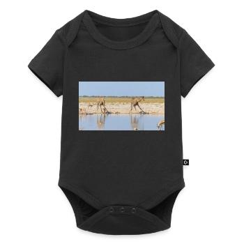 Landscape at the Cubango river with giraffe - Baby Premium short-sleeve bodysuit - black - Front