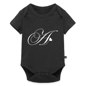 Heart Calligraphy Letter - Baby Premium short-sleeve bodysuit - black - Front