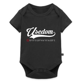 Insel Usedom Koordinaten roter Anker - Baby Premium Kurzarmbody - Schwarz - Vorne