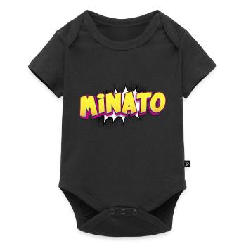Minato Benutzerdefinierter Name Comic-Buch-Stil Pop-Art, - Baby Premium Kurzarmbody - Schwarz - Vorne