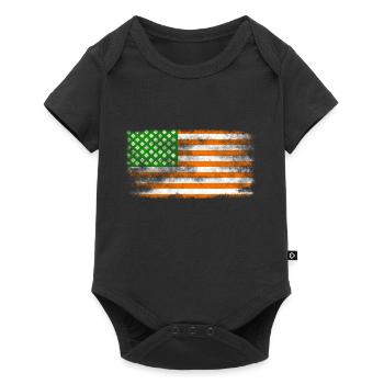 Drapeau de la Saint-Patrick irlandais américain lavé - Body à manches courtes Premium Bébé - noir - Devant