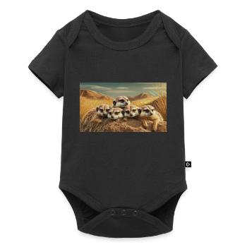 Cute animals chilling – meerkats sleeping ground - Baby Premium short-sleeve bodysuit - black - Front