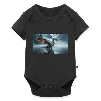 Un méchant dragon noir réaliste dans une rivière brumeuse - Body à manches courtes Premium Bébé - noir - Devant