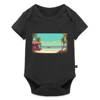 Isla Holbox, Mexico - Pixel Art - Baby Premium short-sleeve bodysuit - black - Front