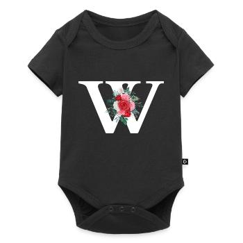 Letter w floral red - Baby Premium short-sleeve bodysuit - black - Front
