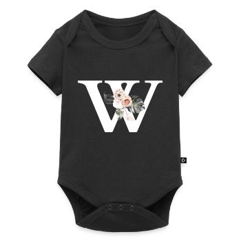 Tropical floral w letter - Baby Premium short-sleeve bodysuit - black - Front