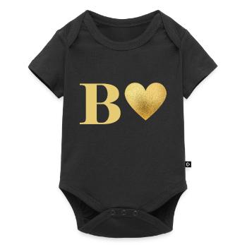 Lettre b cœur doré - Body à manches courtes Premium Bébé - noir - Devant