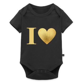 Lettre i cœur doré - Body à manches courtes Premium Bébé - noir - Devant