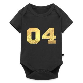 Number 4 Gold Glitter - 4th Anniversary - Baby Premium short-sleeve bodysuit - black - Front