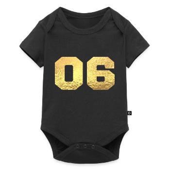 Number 6 Gold Glitter - 6th Anniversary - Baby Premium short-sleeve bodysuit - black - Front