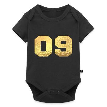 Number 9 Gold Glitter - 9th Anniversary - Baby Premium short-sleeve bodysuit - black - Front