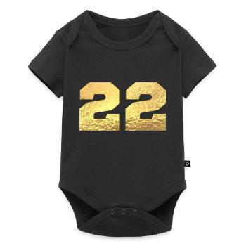 Number 22 Gold Glitter - 22nd Anniversary - Baby Premium short-sleeve bodysuit - black - Front