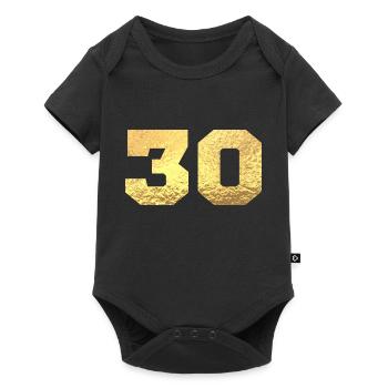 Numéro 30 paillettes doré - 30e anniversaire - Body à manches courtes Premium Bébé - noir - Devant