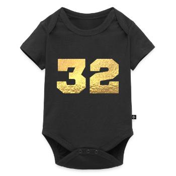 Numéro 32 paillettes doré - 32e anniversaire - Body à manches courtes Premium Bébé - noir - Devant