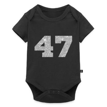 Number 47 Silver Glitter - 47th Anniversary - Baby Premium short-sleeve bodysuit - black - Front