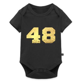 Number 48 Gold Glitter - 48th Anniversary - Baby Premium short-sleeve bodysuit - black - Front
