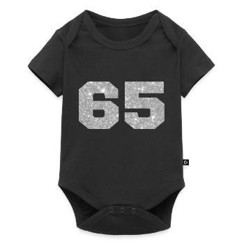 Numéro 65 paillettes argenté - 65e anniversaire - Body à manches courtes Premium Bébé - noir - Devant