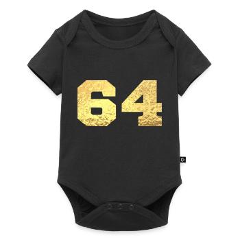 Number 64 Gold Glitter - 64th Anniversary - Baby Premium short-sleeve bodysuit - black - Front