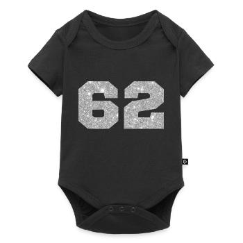 Number 62 Silver Glitter - 62nd Anniversary - Baby Premium short-sleeve bodysuit - black - Front