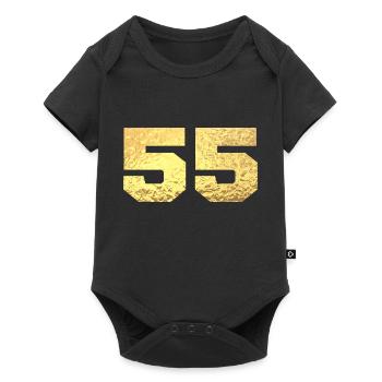 Nummer 55 Gold Glitter - 55-jähriges Jubiläum - Baby Premium Kurzarmbody - Schwarz - Vorne