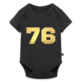 76 Gold Glitter - 76. Jahrestag - Baby Premium Kurzarmbody - Schwarz - Vorne