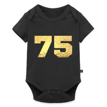 75 Gold Glitter - 75. Jahrestag - Baby Premium Kurzarmbody - Schwarz - Vorne
