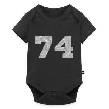 74 Silver Glitter - 74 Birthday - Baby Premium short-sleeve bodysuit - black - Front