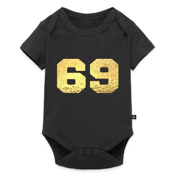 Numéro 69 paillettes doré - 69e anniversaire - Body à manches courtes Premium Bébé - noir - Devant