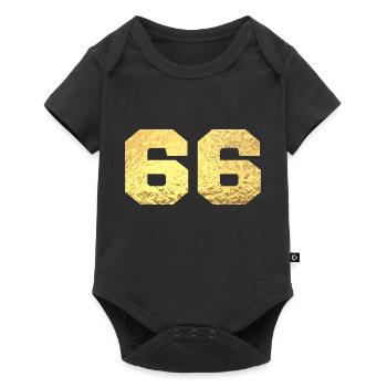 Number 66 Gold Glitter - 66th Anniversary - Baby Premium short-sleeve bodysuit - black - Front