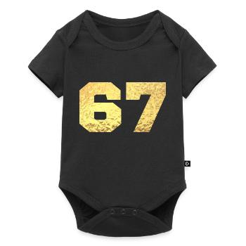 Numéro 67 paillettes doré - 67e anniversaire - Body à manches courtes Premium Bébé - noir - Devant