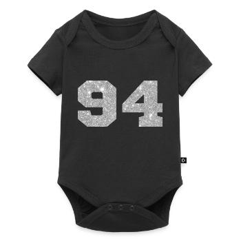 Nummer 94 Silberglitter - 94. Jahrestag - Baby Premium Kurzarmbody - Schwarz - Vorne