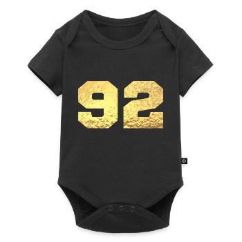 Numéro 92 paillettes doré - 92e anniversaire - Body à manches courtes Premium Bébé - noir - Devant