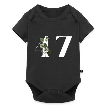Nummer 47 Blumengrün - 47. Blumengeburtstag - Baby Premium Kurzarmbody - Schwarz - Vorne
